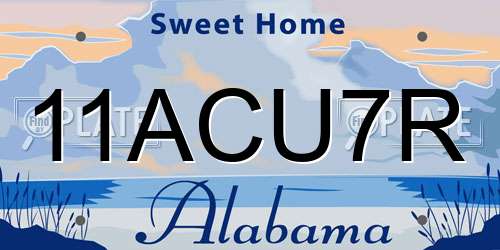 11ACU7R Alabama License Plate