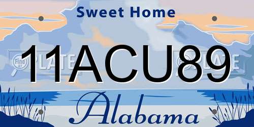 11ACU89 Alabama License Plate