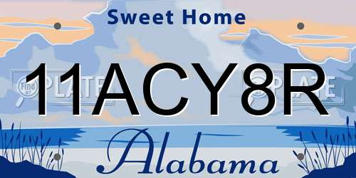 11ACY8R Alabama License Plate