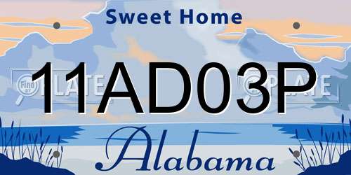 11AD03P Alabama License Plate