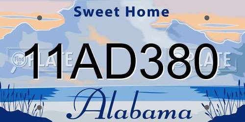 11AD380 Alabama License Plate