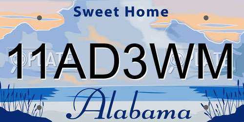 11AD3WM Alabama License Plate