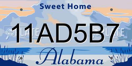 11AD5B7 Alabama License Plate