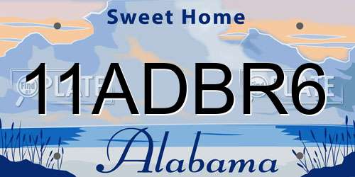 11ADBR6 Alabama License Plate
