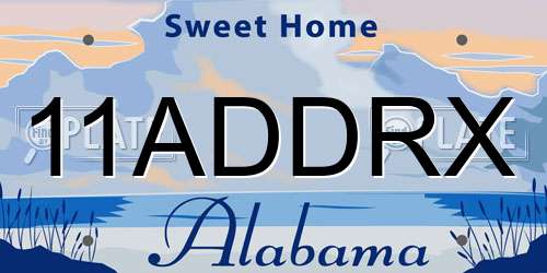 11ADDRX Alabama License Plate