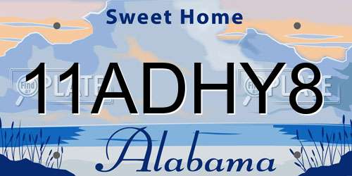 11ADHY8 Alabama License Plate