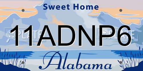 11ADNP6 Alabama License Plate