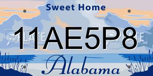 11AE5P8 Alabama License Plate