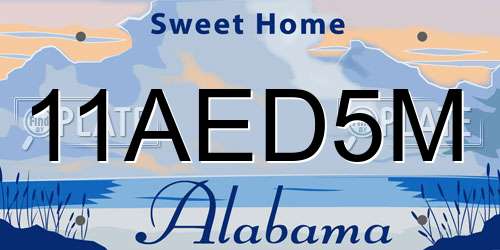 11AED5M Alabama License Plate