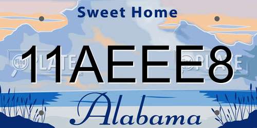 11AEEE8 Alabama License Plate