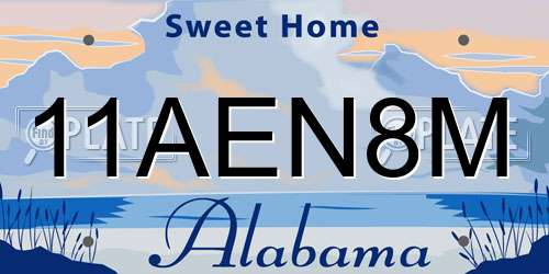 11AEN8M Alabama License Plate