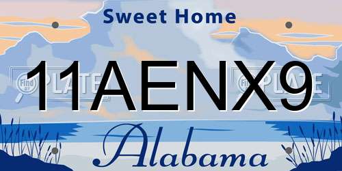 11AENX9 Alabama License Plate