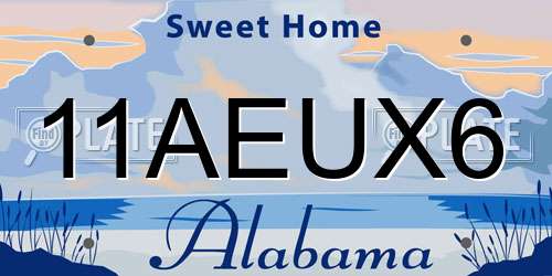 11AEUX6 Alabama License Plate