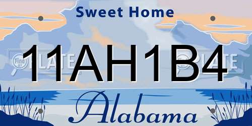 11AH1B4 Alabama License Plate