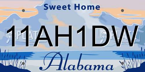 11AH1DW Alabama License Plate