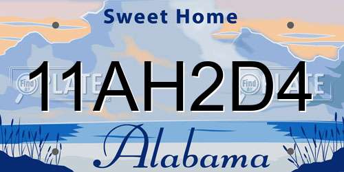 11AH2D4 Alabama License Plate