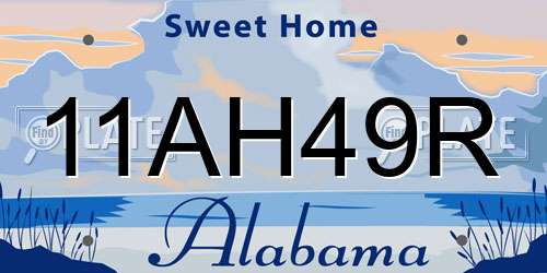 11AH49R Alabama License Plate