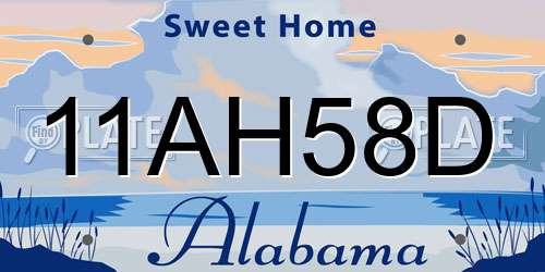 11AH58D Alabama License Plate