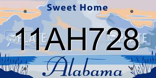 11AH728 Alabama License Plate