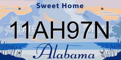 11AH97N Alabama License Plate