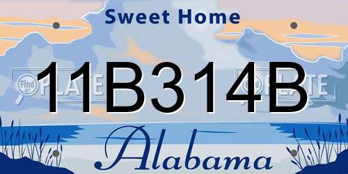 11B314B Alabama License Plate