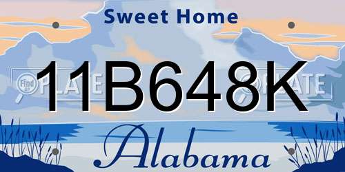 11B648K Alabama License Plate