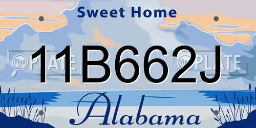 11B662J Alabama License Plate