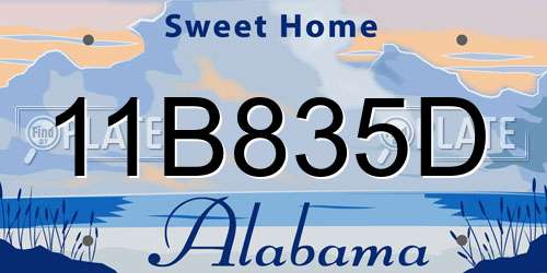 11B835D Alabama License Plate