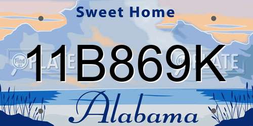 11B869K Alabama License Plate