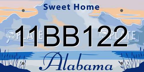 11BB122 Alabama License Plate