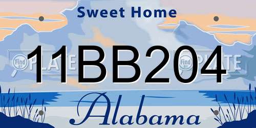 11BB204 Alabama License Plate
