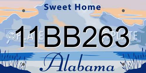 11BB263 Alabama License Plate