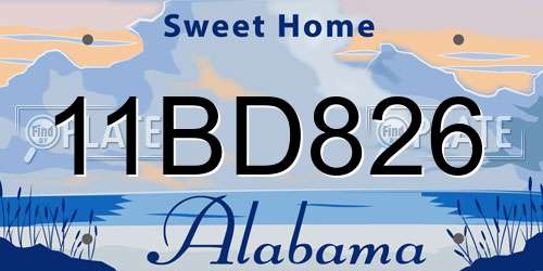 11BD826 Alabama License Plate