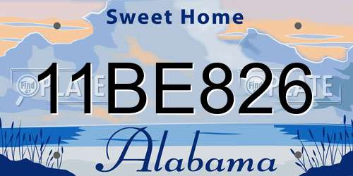 11BE826 Alabama License Plate
