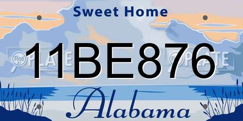 11BE876 Alabama License Plate