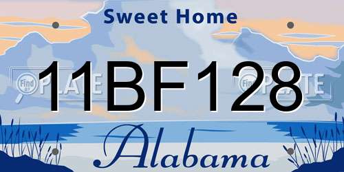 11BF128 Alabama License Plate