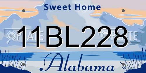 11BL228 Alabama License Plate