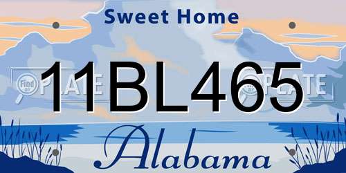 11BL465 Alabama License Plate