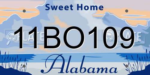 11BO109 Alabama License Plate
