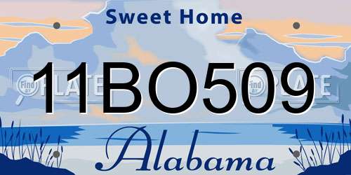 11BO509 Alabama License Plate