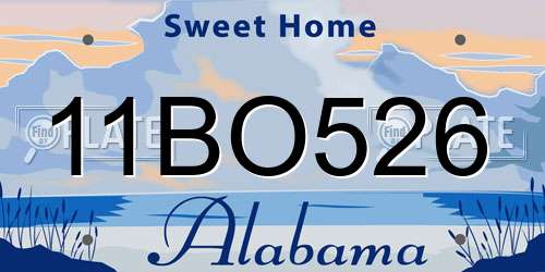 11BO526 Alabama License Plate