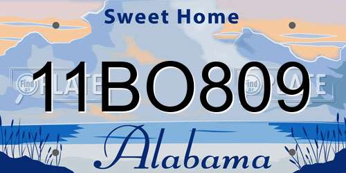 11BO809 Alabama License Plate