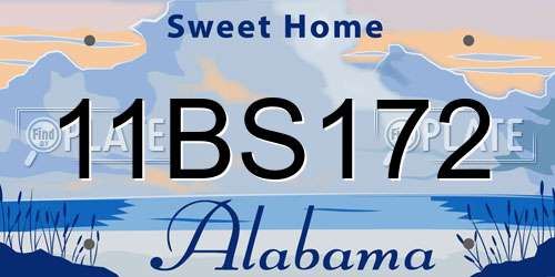 11BS172 Alabama License Plate