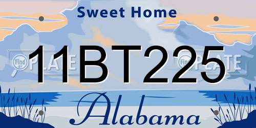11BT225 Alabama License Plate