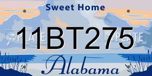 11BT275 Alabama License Plate