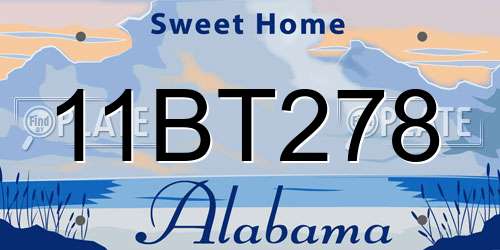 11BT278 Alabama License Plate