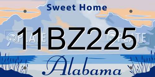 11BZ225 Alabama License Plate