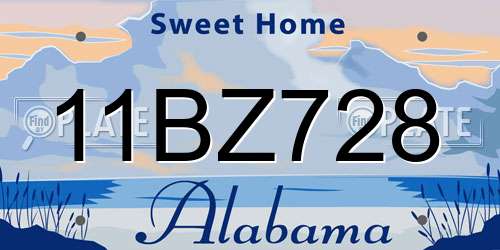 11BZ728 Alabama License Plate