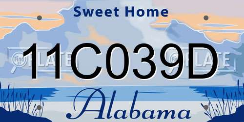 11C039D Alabama License Plate
