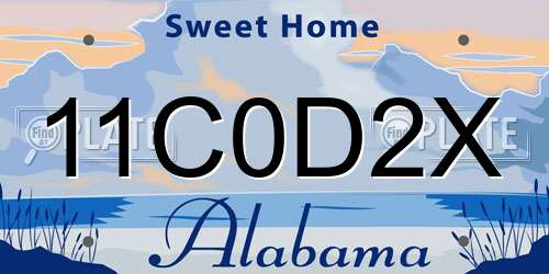 11C0D2X Alabama License Plate
